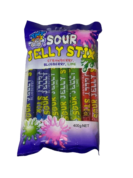 20 Pack TNT Sour Jelly Stix Strawberry Blueberry Lime
