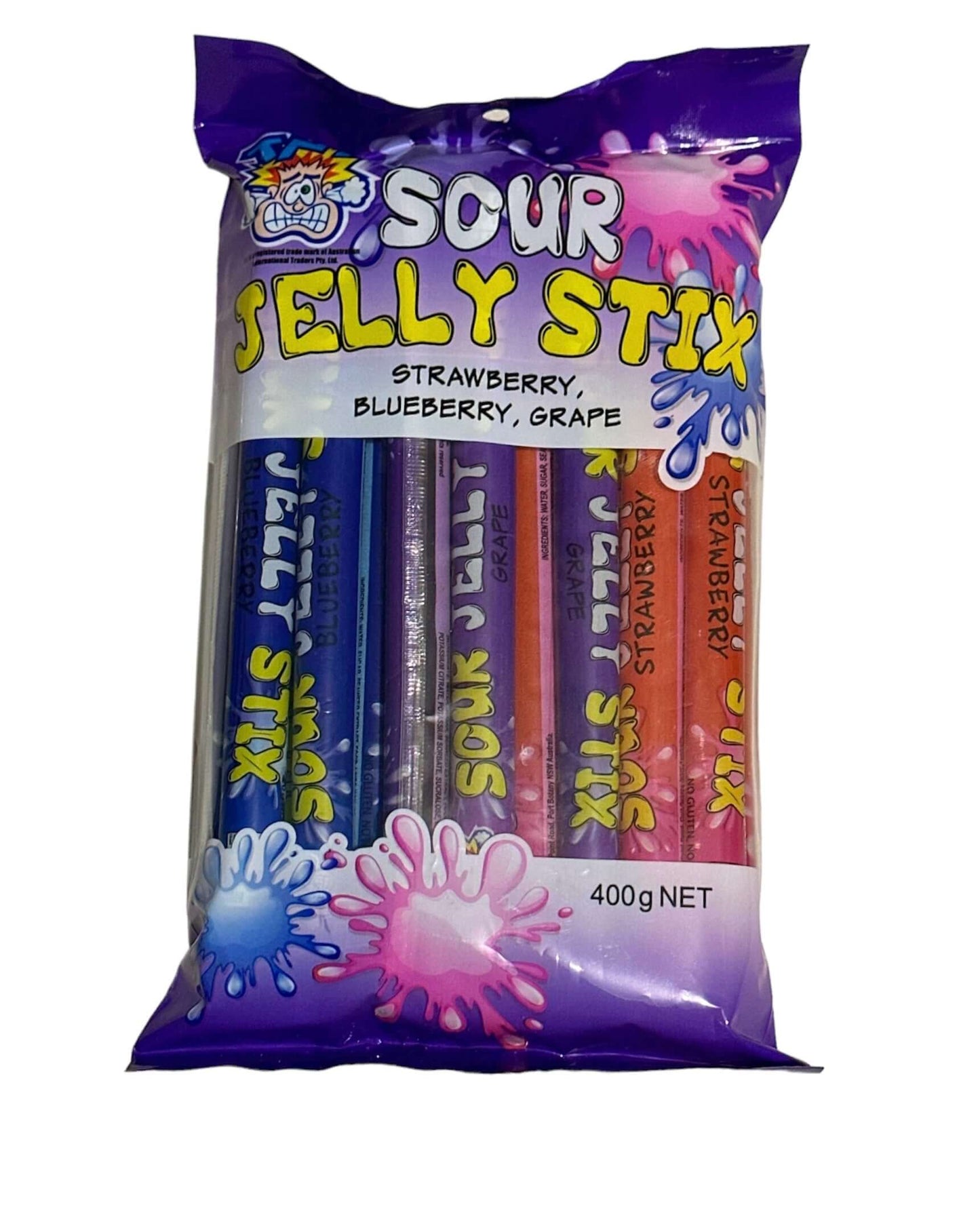TNT Sour Jelly Stix 20 Pack Strawberry Blueberry Grape